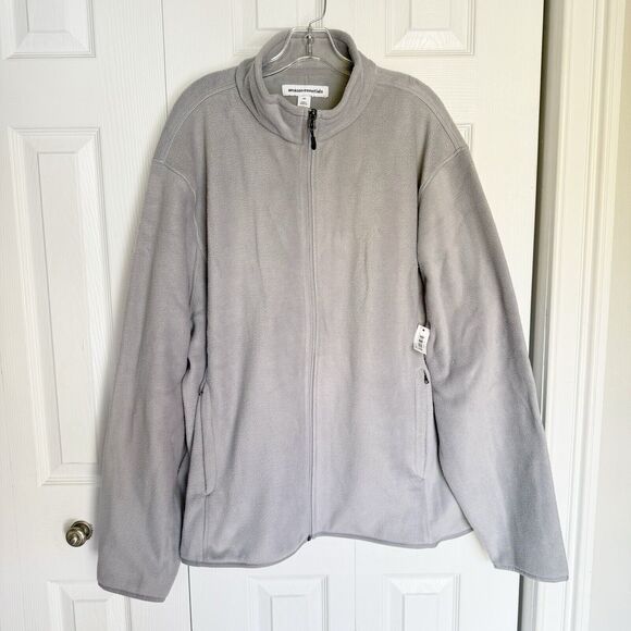 Men Fleece Sweater Jacket Gray Size 2XL Full Zip Polar - Picture 4 of 16